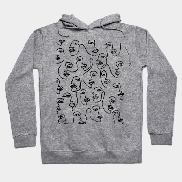 Face one line art pattern Hoodie by Doodle Intent